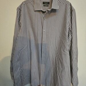 Bugatchi Men's Blue, Orange Patterned Long Sleeve Shirt